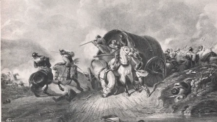 Ein Angriff auf einen Gepäckwagen: Ein Vorfall in der Schlacht von Naseby, Illustration aus 